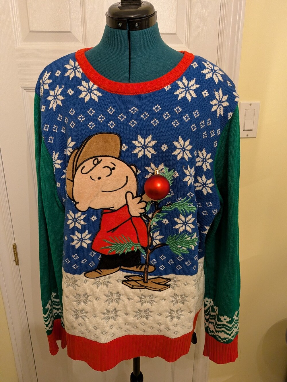 Charlie Brown Holiday Sweater - Blue/Green/Red